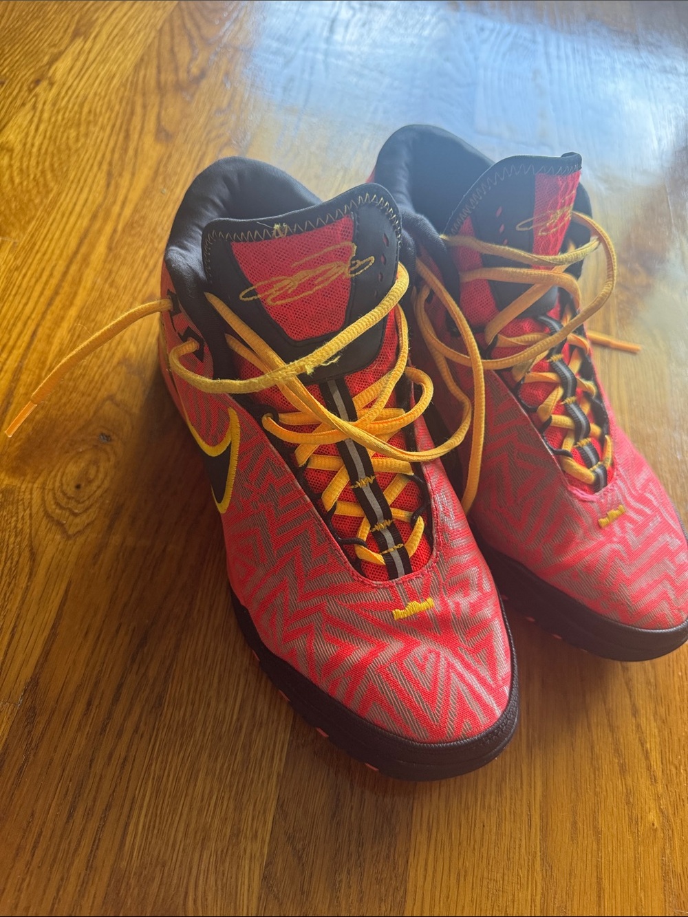 Nike Red and Yellow Basketball Shoes - Picture 2 of 9